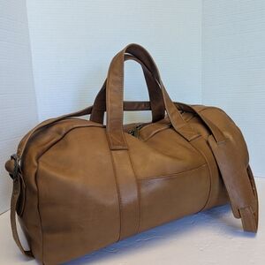 Beautiful Columbian Tan Leather Duffle Crossbody Travel Duffel Bag for Him Her